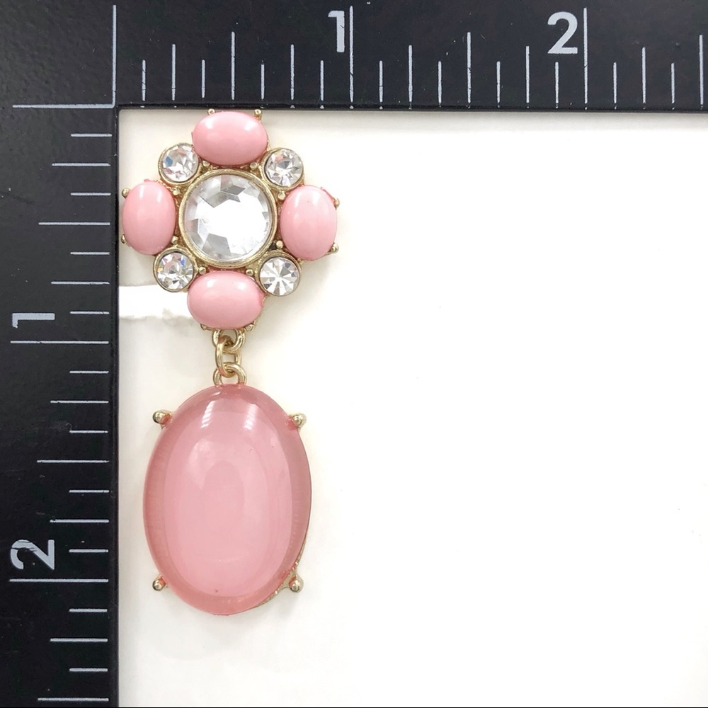 Pink Dangle Clip On Earrings - Picture 3 of 4